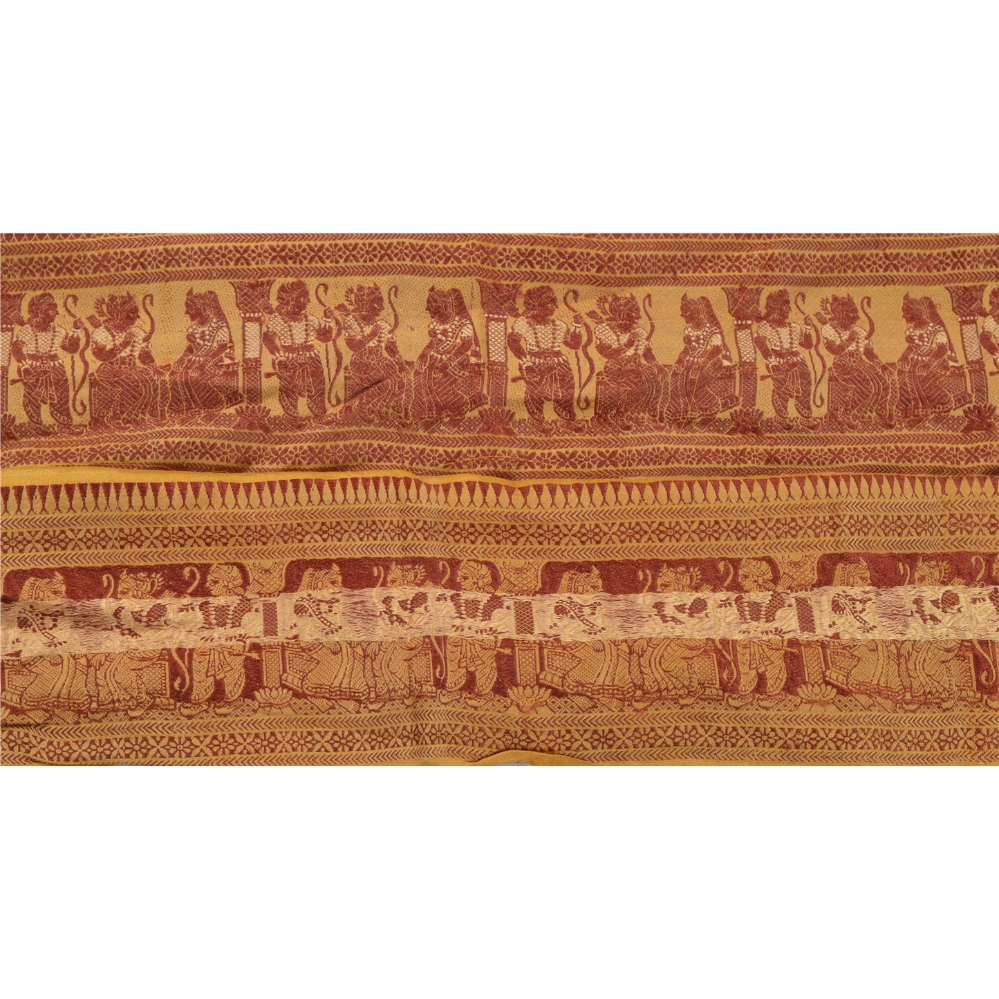 Винтажное санскритское сари из тканого балучари с каймой, 1 ярд, швейная отделка для рукоделия, кружево шириной 3,3 дюйма