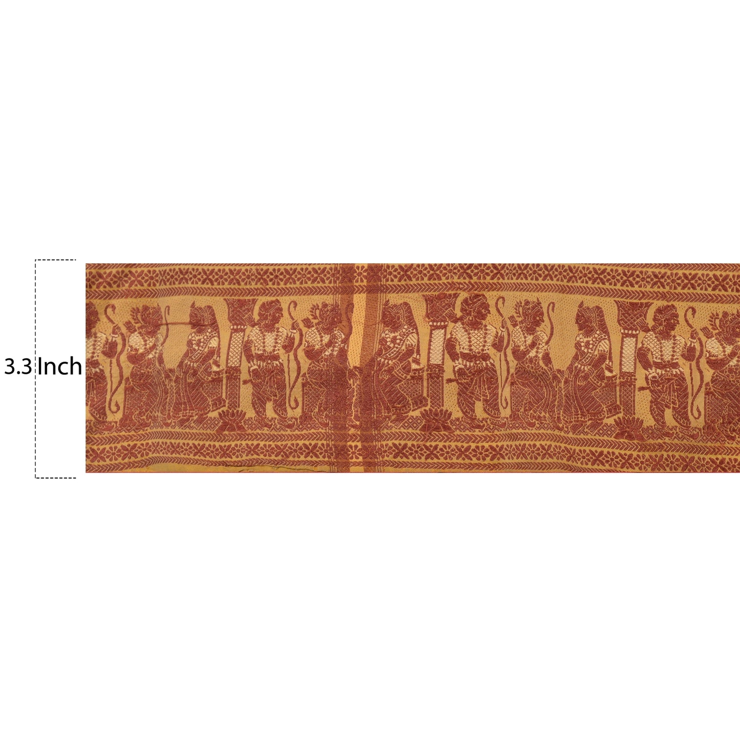 Винтажное санскритское сари из тканого балучари с каймой, 1 ярд, швейная отделка для рукоделия, кружево шириной 3,3 дюйма