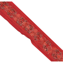 Load image into Gallery viewer, Sanskriti Vintage Sari Border 6 YD Craft Red Trim Hand Beaded Sewing Ribbon Lace
