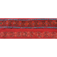Load image into Gallery viewer, Sanskriti Vintage Sari Border 6 YD Craft Red Trim Hand Beaded Sewing Ribbon Lace
