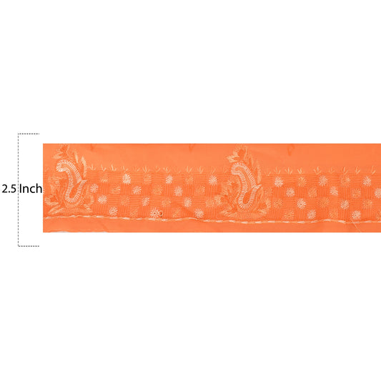 Sanskriti Vintage Sari Bord Håndbroderet 1 Yard Kant Syning Fersken Håndværk Blonde