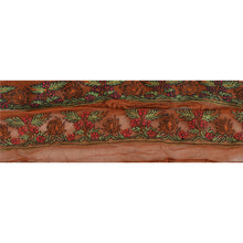 Load image into Gallery viewer, Sanskriti Vintage Sari Border Craft Brown Trim Hand Embroidered 5 YD Ribbon Lace
