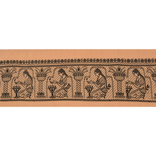 Sanskriti Vintage Sari Kant Vævet 1 Yard Kant Syning Fersken Håndværk Dekor Blonde