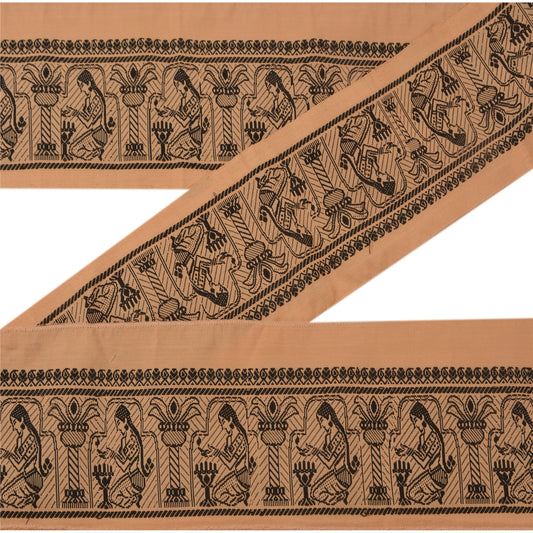 Sanskriti Vintage Sari Kant Vævet 1 Yard Kant Syning Fersken Håndværk Dekor Blonde