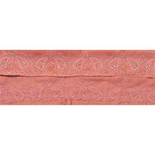 Load image into Gallery viewer, Sanskriti Vintage Sari Border Hand Beaded 6 YD Trim Pink Zardozi Craft Lace

