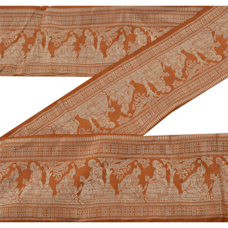 Sanskriti Vintage Sari Border Woven Brocade 1 Yd Trim Craft Sewing 4.5"W Lace