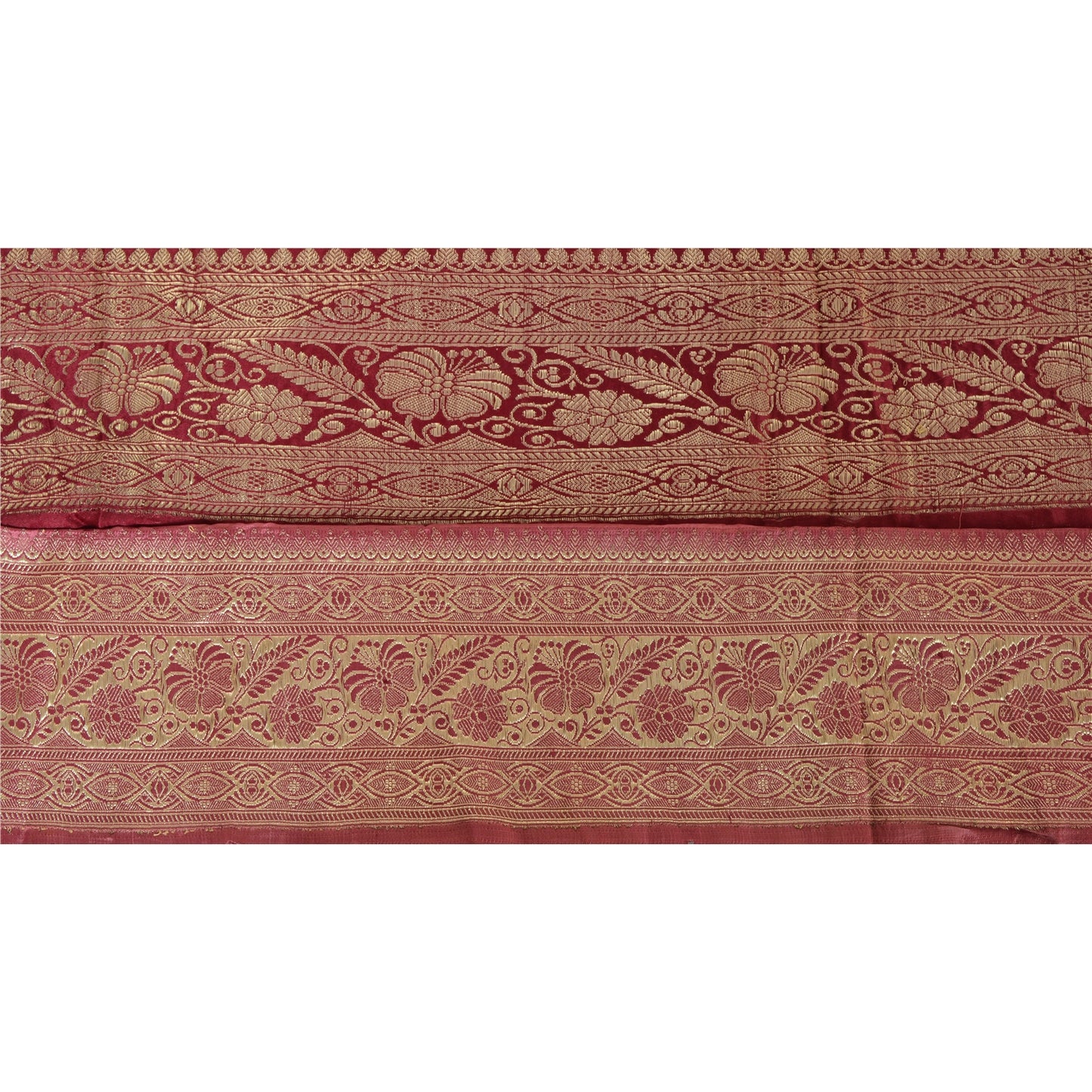 Sanskriti Vintage 1 Yd Trim Dark Red Sari Border Woven Brocade Craft Sewing Lace