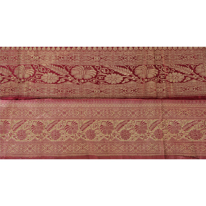 Sanskriti Vintage 1 Yd Trim Dark Red Sari Border Woven Brocade Craft Sewing Lace