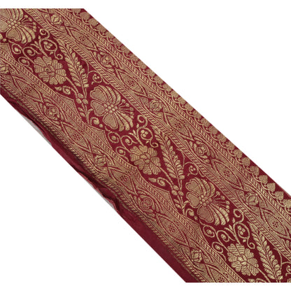 Sanskriti Vintage 1 Yd Trim Dark Red Sari Border Woven Brocade Craft Sewing Lace