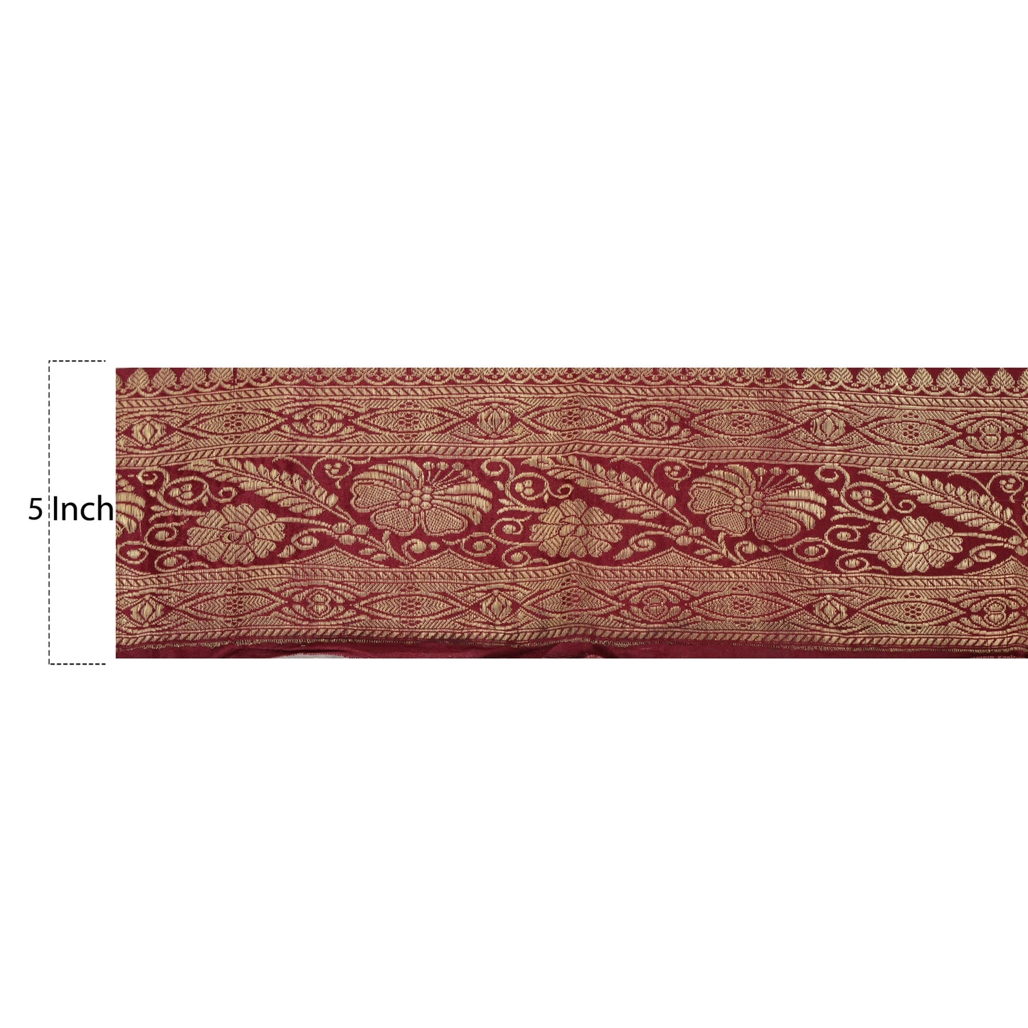 Sanskriti Vintage 1 Yd Trim Dark Red Sari Border Woven Brocade Craft Sewing Lace