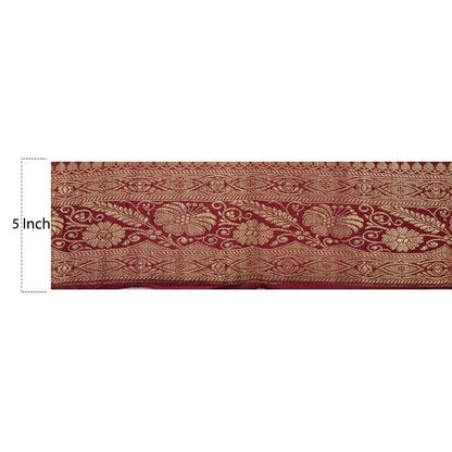 Sanskriti Vintage 1 Yd Trim Dark Red Sari Border Woven Brocade Craft Sewing Lace