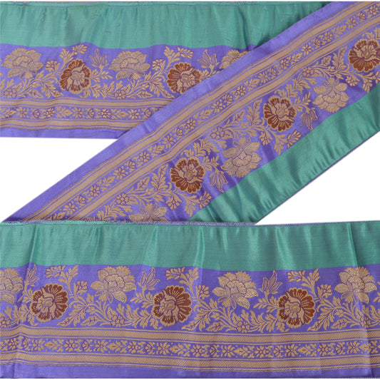 Sanskriti Vintage 1 Yd Sari Border Woven Trim Sewing Purple Floral Craft Lace