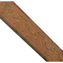 Load image into Gallery viewer, Sanskriti Vintage 4 YD Trim Green Sari Border Woven Brocade Craft Sewing Lace
