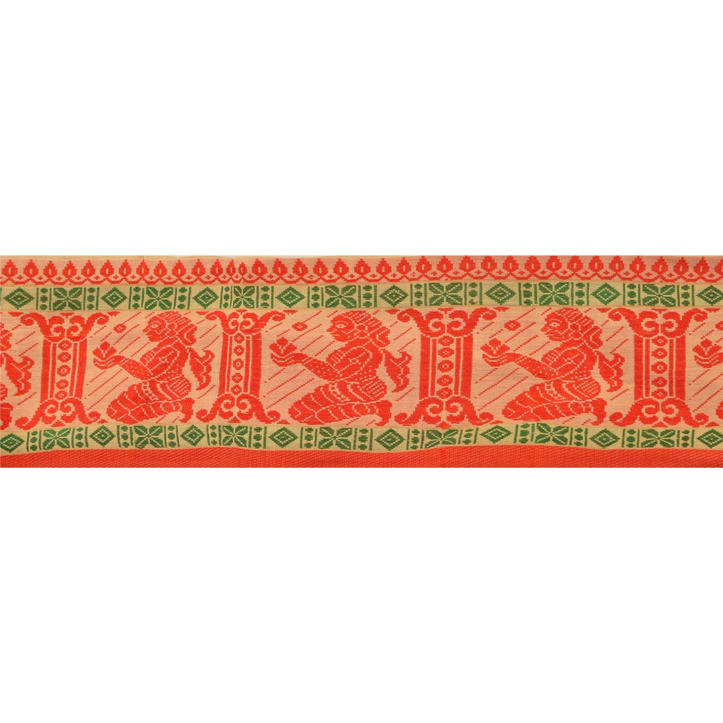 Винтажное санскритское сари с каймой, тканое белучари, 1 ярд, с отделкой для рукоделия, для шитья, кремовое кружево