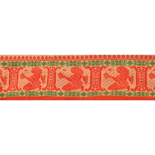 Sanskriti Vintage Sari Border Woven Baluchari 1 Yd Craft Trim Sewing Cream Lace