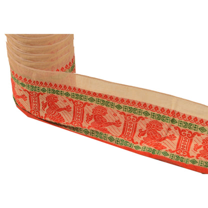 Винтажное санскритское сари с каймой, тканое белучари, 1 ярд, с отделкой для рукоделия, для шитья, кремовое кружево