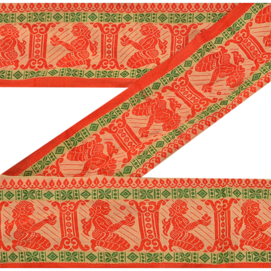 Sanskriti Vintage Sari Border Woven Baluchari 1 Yd Craft Trim Sewing Cream Lace