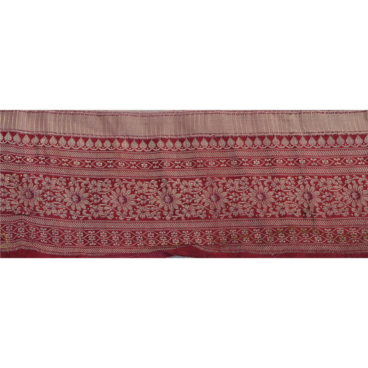 Sanskriti Vintage Sari Border Woven Brocade 1 Yd Trim Craft Sewing Dark Red Lace