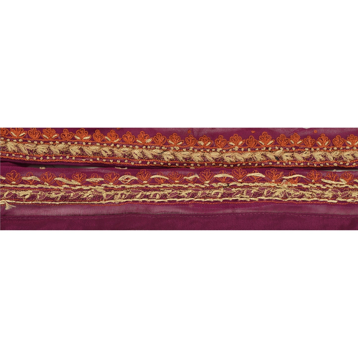 Санскрити Винтаж Сари Кайма Вышитая вручную 1Yd Ремесленная Отделка Лентой Фиолетовое Кружево