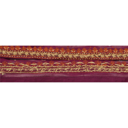 Санскрити Винтаж Сари Кайма Вышитая вручную 1Yd Ремесленная Отделка Лентой Фиолетовое Кружево