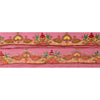 Sanskriti Vintage Sari Border Craft Pink Trim Hand Embroidered 1 Yd Ribbon Lace