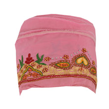 Load image into Gallery viewer, Sanskriti Vintage Sari Border Craft  Pink Trim Hand Embroidered 7 YD Ribbon Lace
