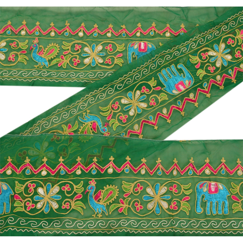 Sanskriti Vintage 1 Yd Sari Border Hand Embroidered Ari Trim Sewing Craft Lace