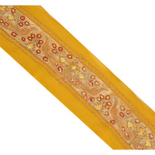 Load image into Gallery viewer, Sanskriti Vintage 7 YD Sari Border Embroidered Trim Sewing Craft Yellow Lace

