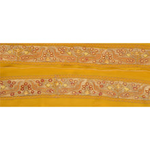 Load image into Gallery viewer, Sanskriti Vintage 7 YD Sari Border Embroidered Trim Sewing Craft Yellow Lace
