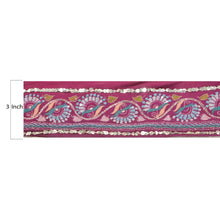 Load image into Gallery viewer, Sanskriti Vintage 7 YD Sari Border Hand Beaded Craft Trim Sewing Purple Lace

