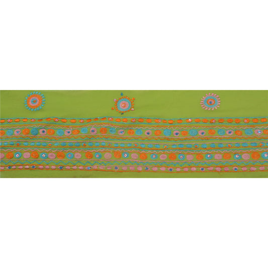 Sanskriti Vintage 1 Yd Sari Border Hand Beaded Trim Sewing Green Craft Lace