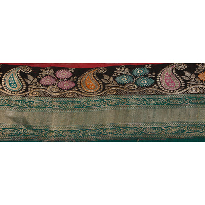 Sanskriti Vintage 1 Yd Trim Green Sari Border Woven Brocade Craft Sewing Lace