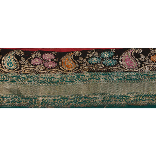 Sanskriti Vintage 1 Yd Trim Green Sari Border Woven Brocade Craft Sewing Lace
