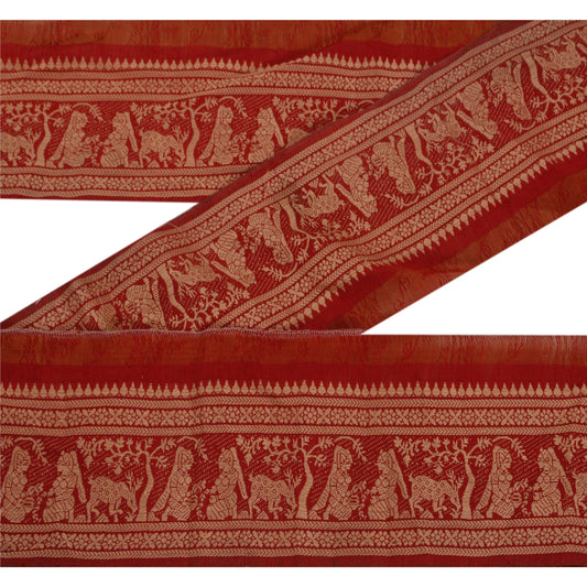 Sanskriti Vintage 1 Yd Sari Border Woven Baluchari Craft Trim Sewing 3.7"W Lace