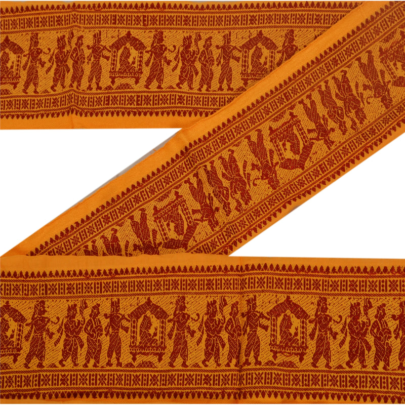 Sanskriti Vintage 1 Yd Sari Border Woven Baluchari Craft Trim Sewing 3.5"W Lace
