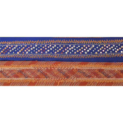Sanskriti Vintage 1 Yd Sari Border Antique Hand Embroidered Trim Sewing Craft Orange Lace