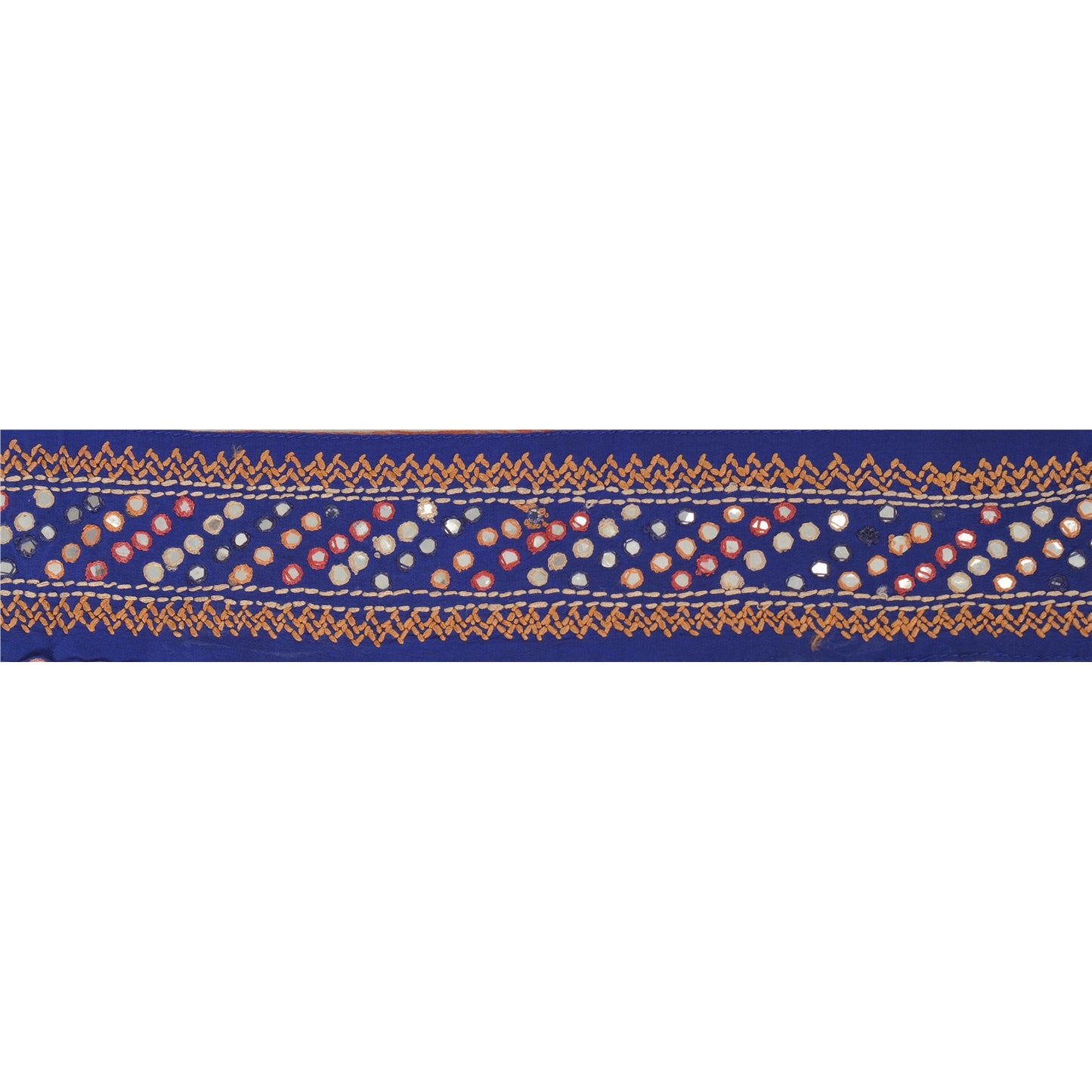 Sanskriti Vintage 1 Yd Sari Border Antique Hand Embroidered Trim Sewing Craft Orange Lace
