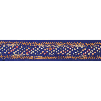 Sanskriti Vintage 1 Yd Sari Border Antique Hand Embroidered Trim Sewing Craft Orange Lace