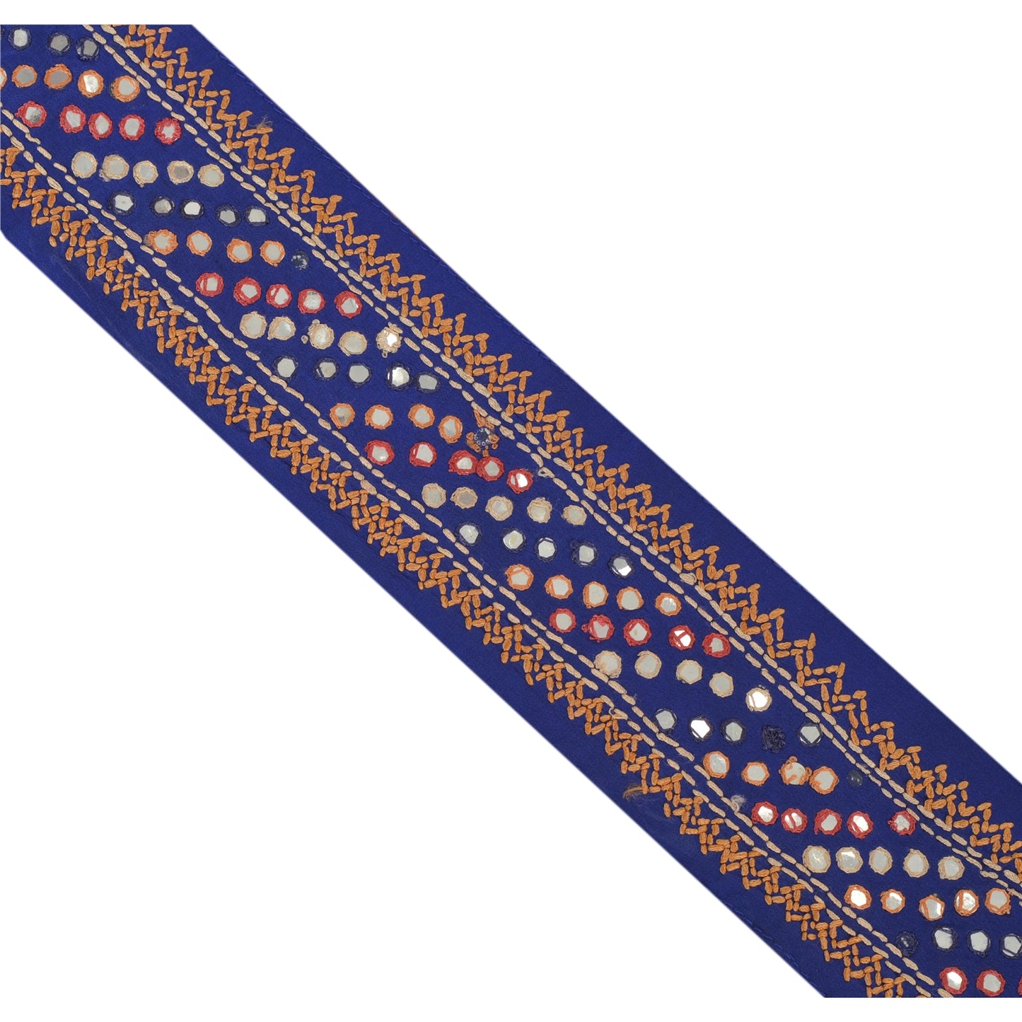 Sanskriti Vintage 1 Yd Sari Border Antique Hand Embroidered Trim Sewing Craft Orange Lace