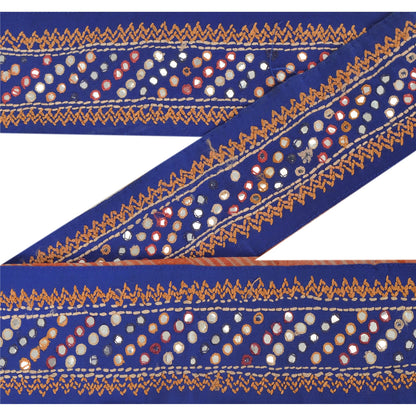 Sanskriti Vintage 1 Yd Sari Border Antique Hand Embroidered Trim Sewing Craft Orange Lace