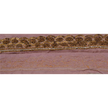 Load image into Gallery viewer, Sanskriti Vintage 5 YD Sari Border Hand Beaded Craft Trim Ribbon Purple Lace
