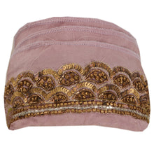 Load image into Gallery viewer, Sanskriti Vintage 5 YD Sari Border Hand Beaded Craft Trim Ribbon Purple Lace
