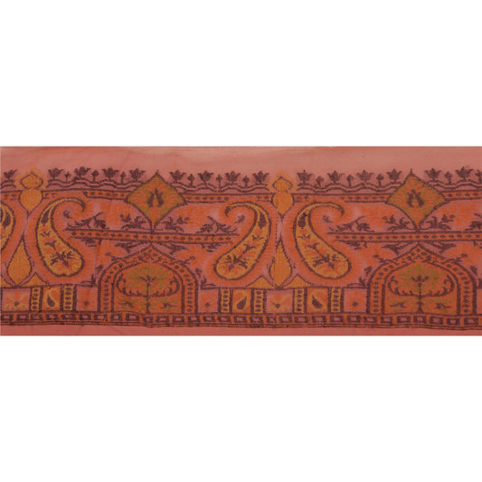 Санскрити Винтаж 1 ярд сари кайма тканая отделка шитье рукоделие персиковый пейсли кружево