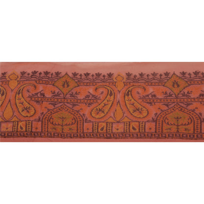 Sanskriti Vintage 1 Yd Sari Border Woven Trim Sewing Craft Peach Paisley Lace