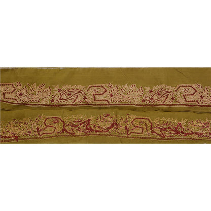Sanskriti Vintage 1 Yd Sari Border Hand Embroidered Trim Sewing Craft Green Lace