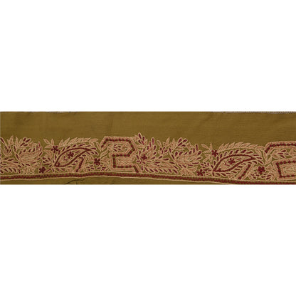 Sanskriti Vintage 1 Yd Sari Border Hand Embroidered Trim Sewing Craft Green Lace