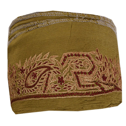 Sanskriti Vintage 1 Yd Sari Border Hand Embroidered Trim Sewing Craft Green Lace