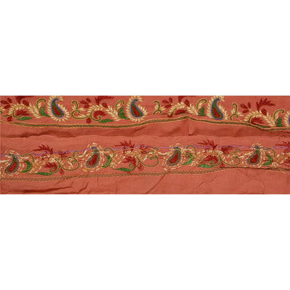 Sanskriti Vintage 1 Yd Sari Border Handmade Ari Work Trim Ribbon Peach Lace