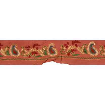Sanskriti Vintage 1 Yd Sari Border Handmade Ari Work Trim Ribbon Peach Lace