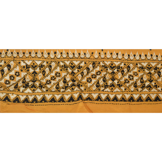 Санскрити Винтаж 1 ярд Кантха Сари кайма ручная вышивка отделка шитье ремесло кружево